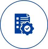 Document with gear and checkmark icon.